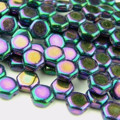 30x Honeycomb Beads 6mm Jet Purple Iris Michael's UK Jewellery
