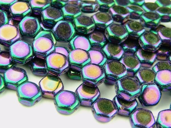 30x Honeycomb Beads 6mm Jet Purple Iris Michael's UK Jewellery