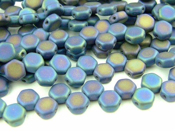 30x Honeycomb Beads 6mm Jet White Iris Matte Michael's UK Jewellery
