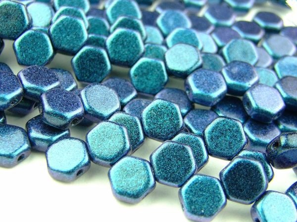 30x Honeycomb Beads 6mm Motley Denim Blue Michael's UK Jewellery