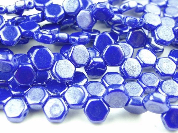 30x Honeycomb Beads 6mm Royal Blue Luster Michael's UK Jewellery
