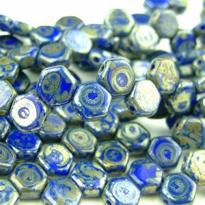 30x Honeycomb Beads 6mm Royal Blue Picasso Michael's UK Jewellery