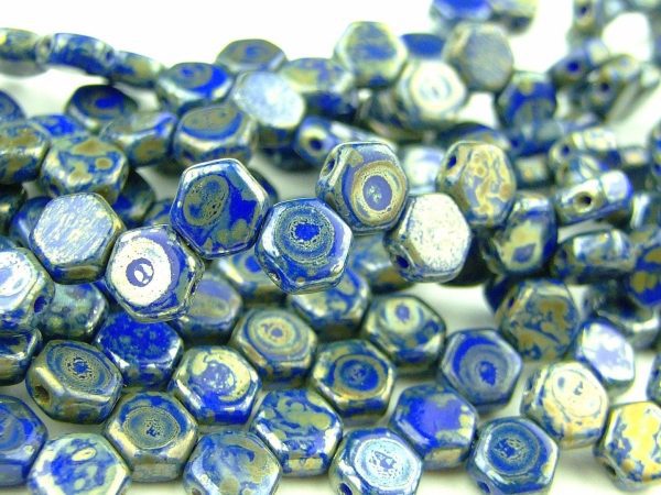 30x Honeycomb Beads 6mm Royal Blue Picasso Michael's UK Jewellery