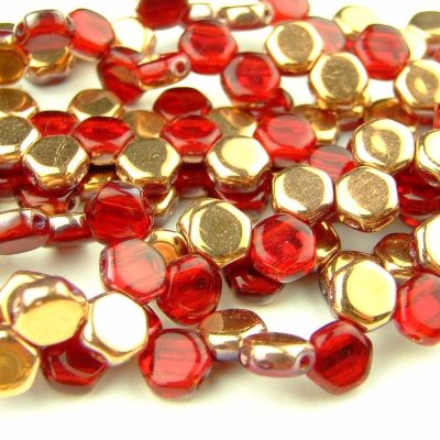 30x Honeycomb Beads 6mm Ruby Capri Gold Michael's UK Jewellery