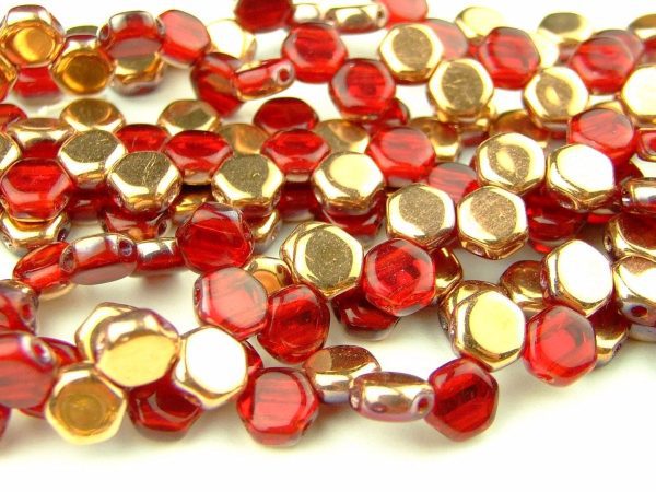 30x Honeycomb Beads 6mm Ruby Capri Gold Michael's UK Jewellery
