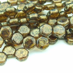 30x Honeycomb Beads 6mm Topaz Bronze Picasso Michael's UK Jewellery