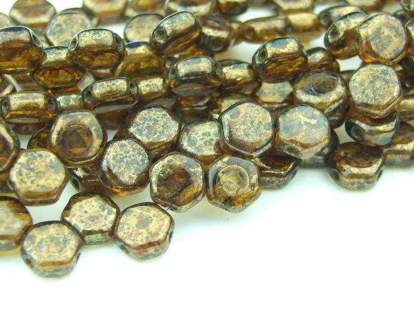 30x Honeycomb Beads 6mm Topaz Bronze Picasso Michael's UK Jewellery