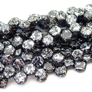 30x Honeycomb Beads 6mm Tweedy Silver Michael's UK Jewellery