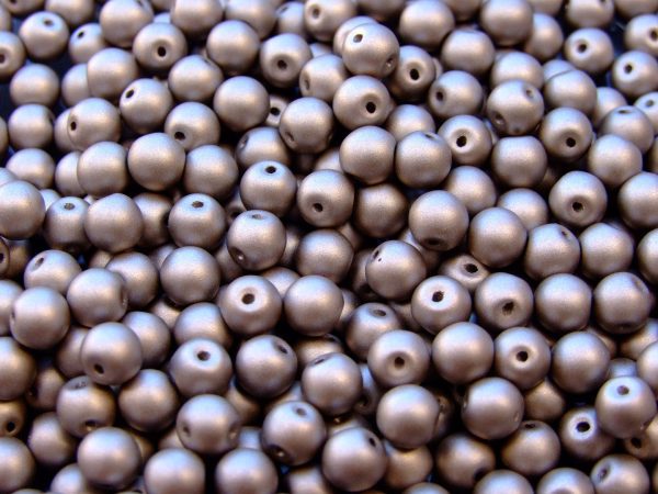 40pcs Top Hole Round Beads 6mm Color Trends Satin Metallic Sand Michael's UK Jewellery