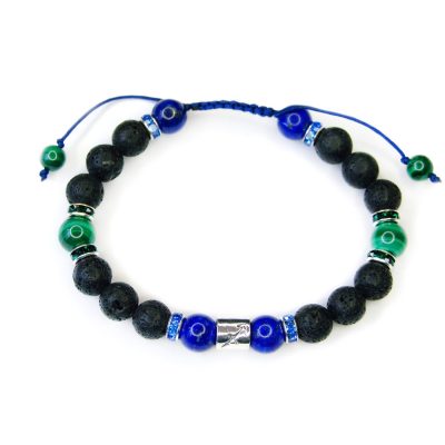 Sagittarius Malachite Lapis Lava Birthstone Bracelet 6-9'' Macrame