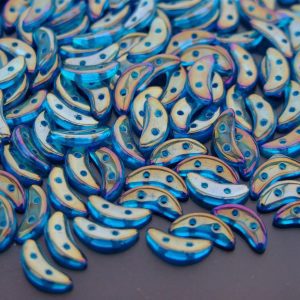 50pcs CzechMates Crescent Beads Luster Iris Capri Blue Michael's UK Jewellery