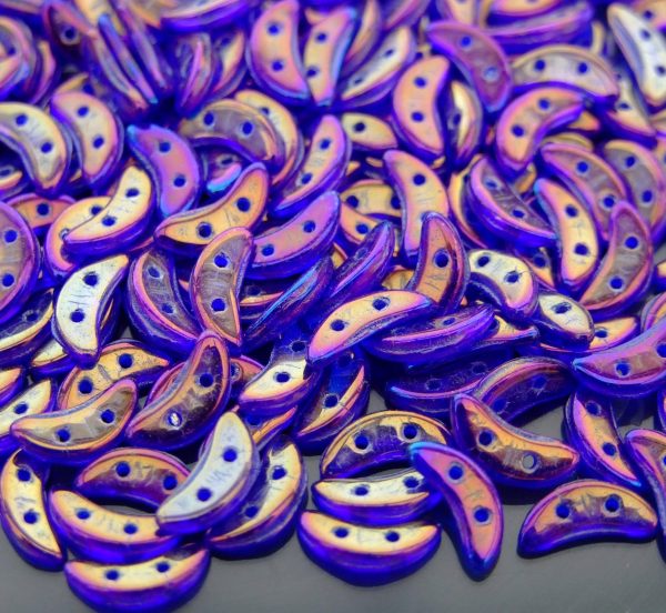 50pcs CzechMates Crescent Beads Luster Iris Cobalt Michael's UK Jewellery