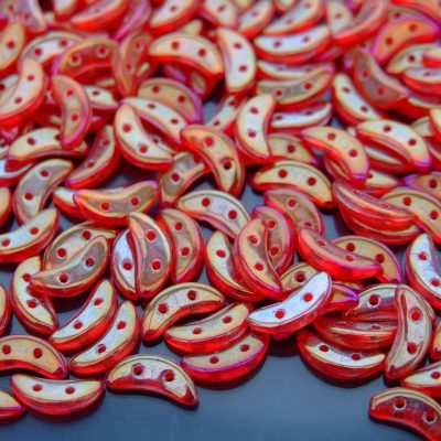 50pcs CzechMates Crescent Beads Luster Siam Ruby Michael's UK Jewellery