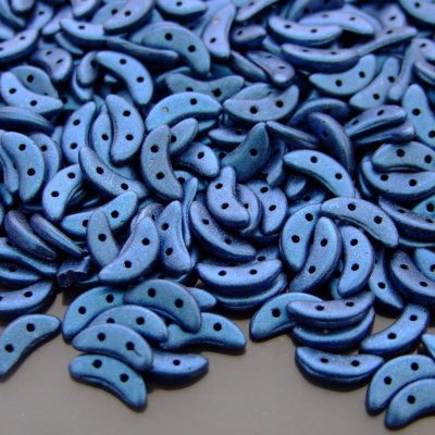 50pcs CzechMates Crescent Beads Matte Metallic Suede Blue Michael's UK Jewellery