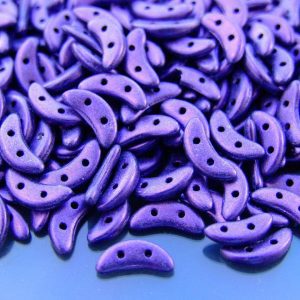 50pcs CzechMates Crescent Beads Metallic Suede Purple Michael's UK Jewellery
