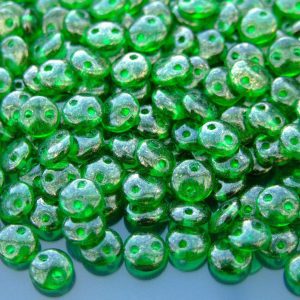 50pcs Czechmates Lentil Beads 6mm Gold Marbled Green Emerald Michael's UK Jewellery