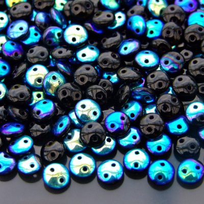 50pcs Czechmates Lentil Beads 6mm Jet AB Michael's UK Jewellery