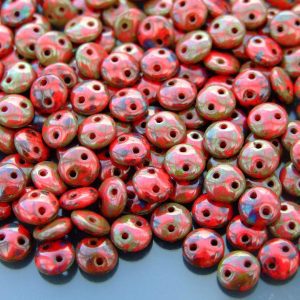 50pcs Czechmates Lentil Beads 6mm Opaque Red Picasso Michael's UK Jewellery