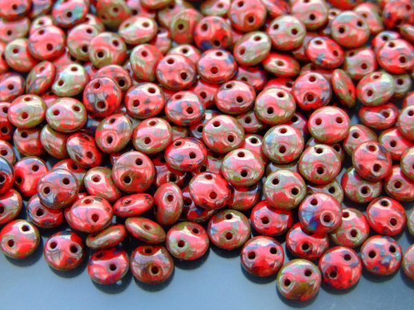 50pcs Czechmates Lentil Beads 6mm Opaque Red Picasso Michael's UK Jewellery