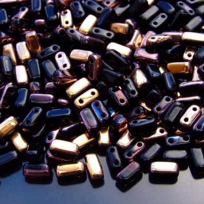 50x Czechmates Brick Beads Jet Apollo Gold Michael's UK Jewellery
