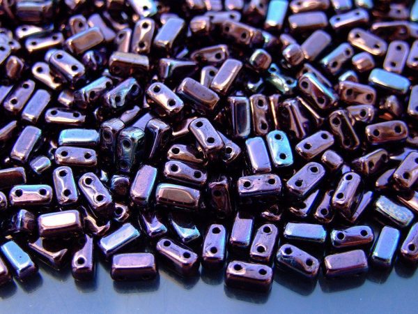 50x Czechmates Brick Beads Luster Metallic Amethyst Jet Michael's UK Jewellery