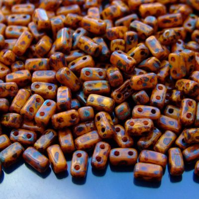 50x Czechmates Brick Beads Picasso Opaque Yellow Michael's UK Jewellery