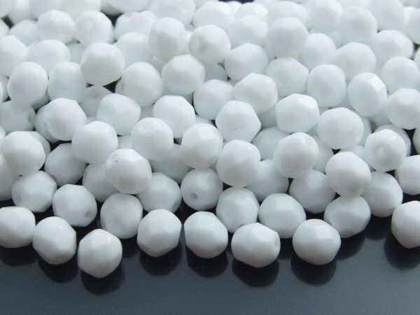 50x Fire Polished Beads 6mm Alabaster Michael's UK Jewellery