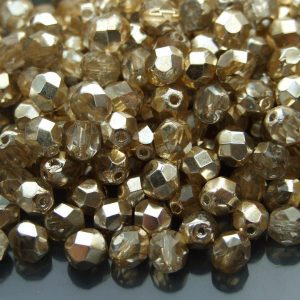 50x Fire Polished Beads 6mm Crystal - Gold/Topaz Michael's UK Jewellery