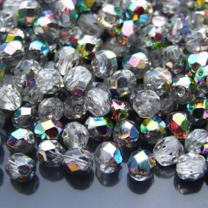 50x Fire Polished Beads 6mm Crystal - Vitral Michael's UK Jewellery