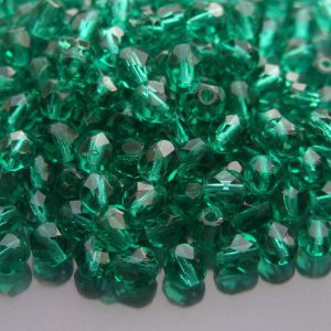 50x Fire Polished Beads 6mm Emerald Michael's UK Jewellery