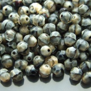 50x Fire Polished Beads 6mm Gray w/Black Swirl Michael's UK Jewellery