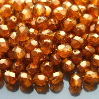 50x Fire Polished Beads 6mm Halo - Sandalwood Michael's UK Jewellery