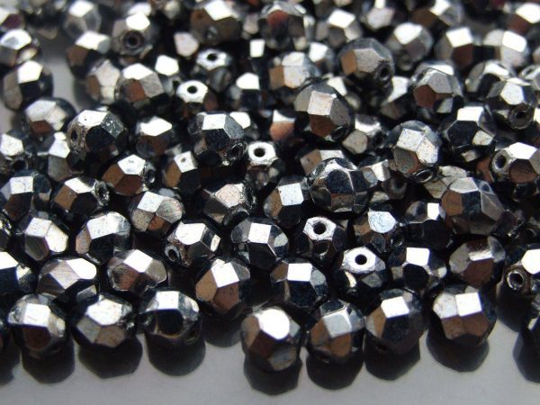 50x Fire Polished Beads 6mm Hematite Michael's UK Jewellery