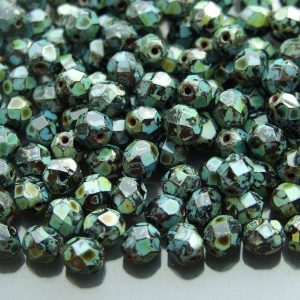50x Fire Polished Beads 6mm Jet - Picasso Michael's UK Jewellery
