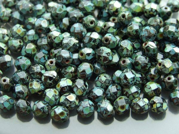 50x Fire Polished Beads 6mm Jet - Picasso Michael's UK Jewellery