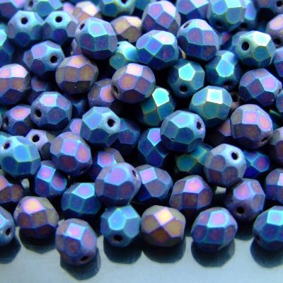 50x Fire Polished Beads 6mm Matte - Iris - Blue Michael's UK Jewellery