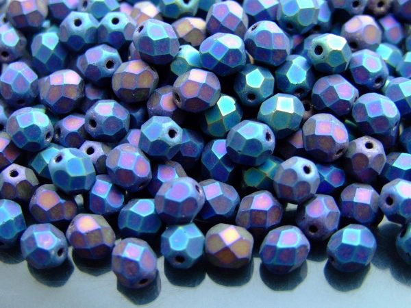 50x Fire Polished Beads 6mm Matte - Iris - Blue Michael's UK Jewellery