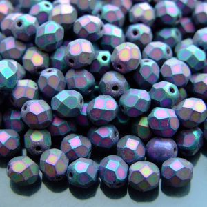 50x Fire Polished Beads 6mm Matte - Iris - Purple Michael's UK Jewellery