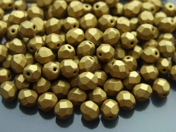 50x Fire Polished Beads 6mm Matte - Metallic Aztec Gold Michael's UK Jewellery