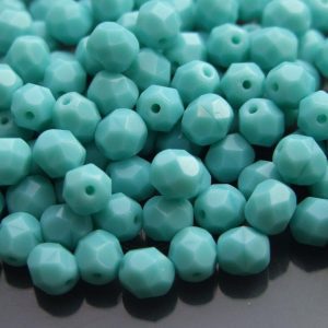 50x Fire Polished Beads 6mm Opaque Turquoise Michael's UK Jewellery