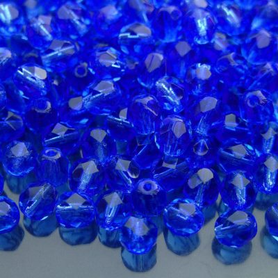 50x Fire Polished Beads 6mm Sapphire Michael's UK Jewellery