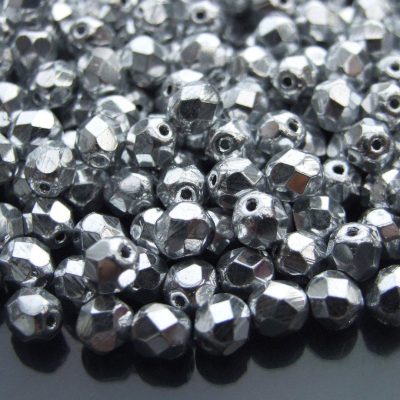 50x Fire Polished Beads 6mm Silver Michael's UK Jewellery