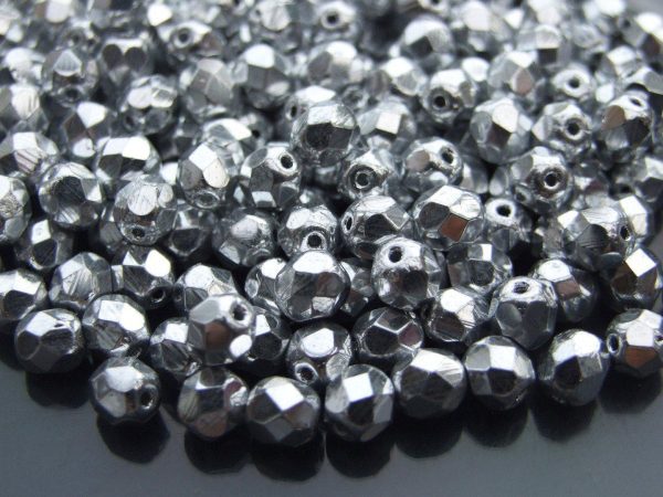 50x Fire Polished Beads 6mm Silver Michael's UK Jewellery
