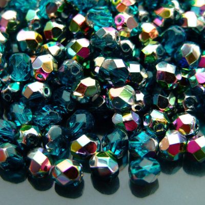 50x Fire Polished Beads 6mm Teal - Vitrail Michael's UK Jewellery