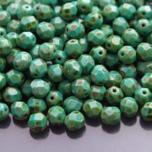50x Fire Polished Beads 6mm Turquoise - Picasso Michael's UK Jewellery