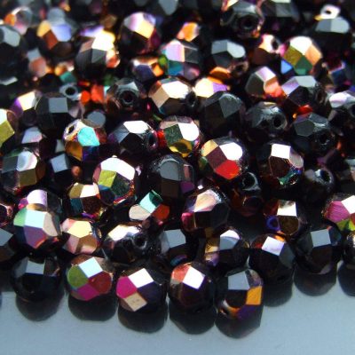 50x Fire Polished Beads 6mm Vitex - Jet Michael's UK Jewellery