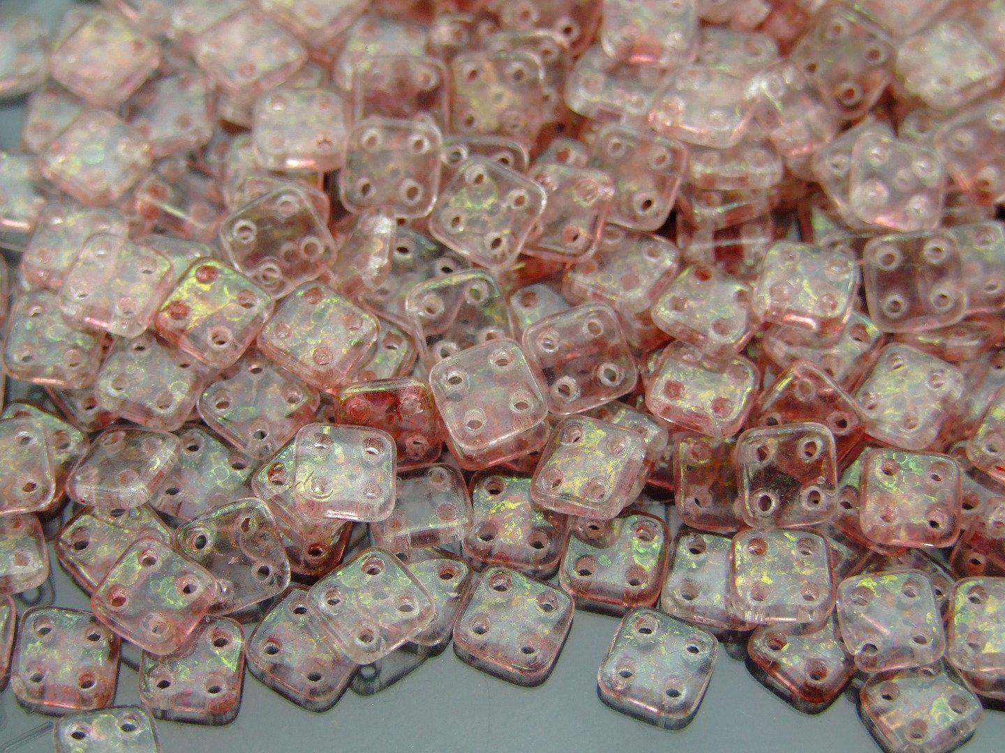 5g CzechMates QuadraTile Beads Luster Transparent Topaz Pink Michael's UK Jewellery