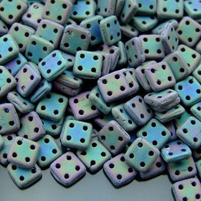 5g CzechMates QuadraTile Beads Matte Iris Green Michael's UK Jewellery