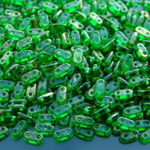 5g Czechmates Bar Beads 6x3x2mm Gold Marbled Green Emerald Michael's UK Jewellery