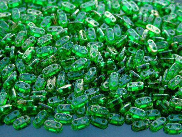 5g Czechmates Bar Beads 6x3x2mm Gold Marbled Green Emerald Michael's UK Jewellery